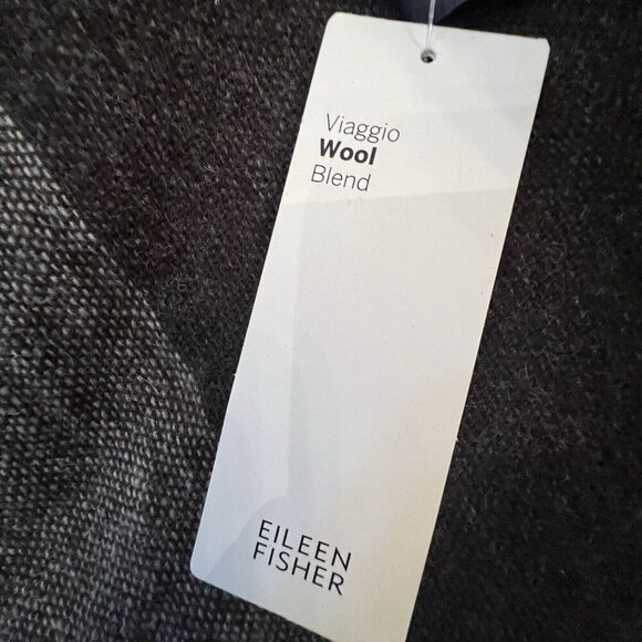 Eileen Fisher Viaggio Wool Blend Serape Shawl One Size Brown Gray Lagenlook Chic - Picture 5 of 7